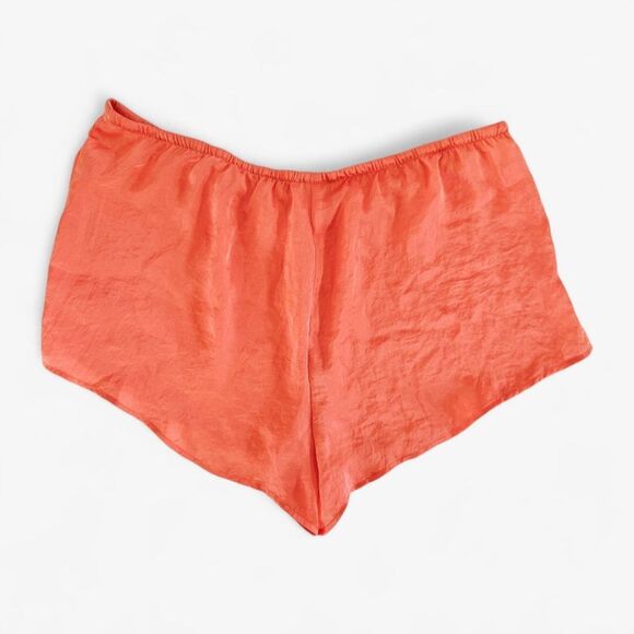 Free People Silky Satin Lounge Sleep Drawstring Relaxed Fit Shorts in Coral L - Picture 2 of 6